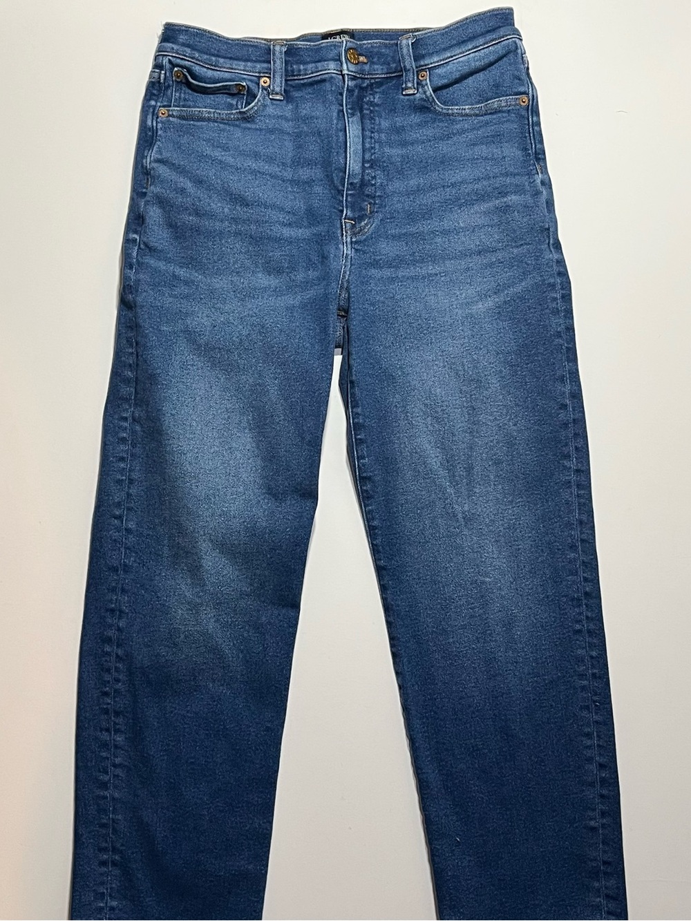Women’s J. Crew High Rise Stovepipe Straight Blue Jeans, Size 29, Petite Inseam